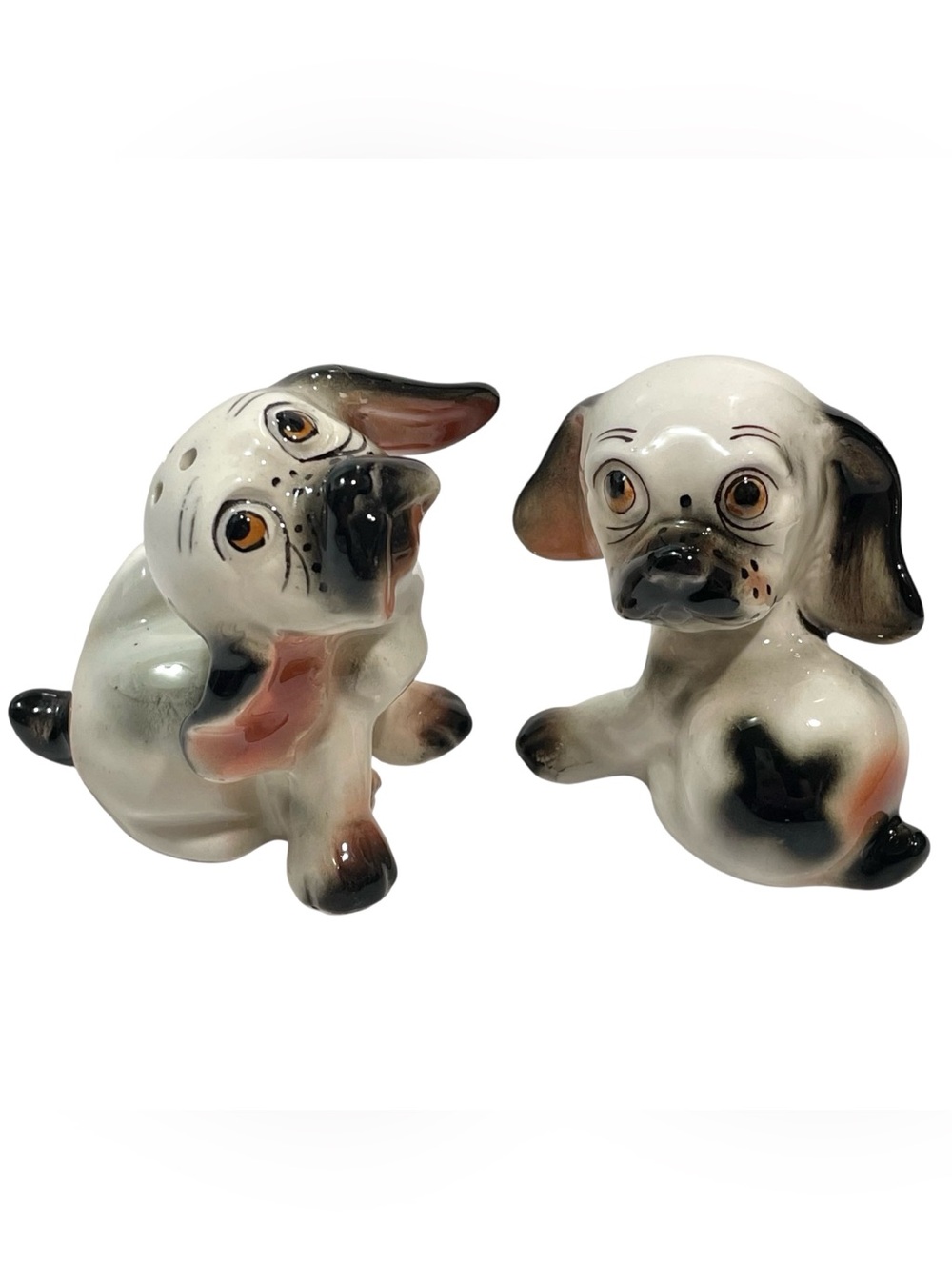 Vintage 1950s Big Eyed Spaniel Dog Anthropomorphic Salt and Pepper Shakers Set
